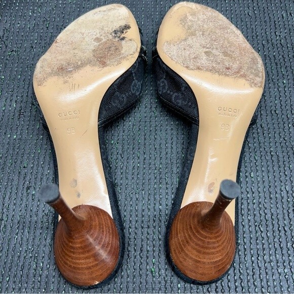 Gucci Black Heels with Gold and Brown Accents - Picture 7 of 12